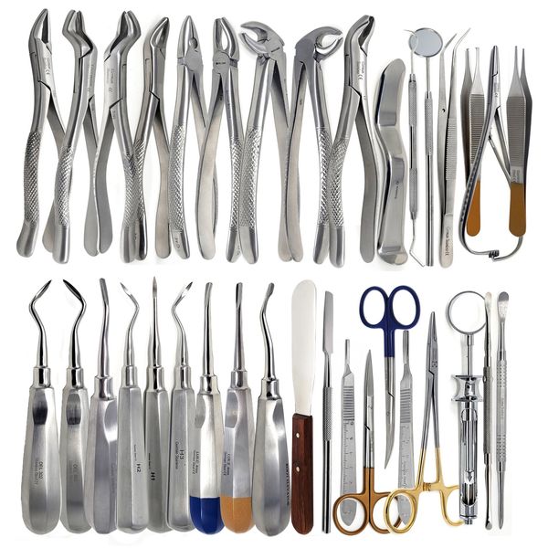 GERMAN 75 PC ORAL DENTAL SURGERY EXTRACTING ELEVATORS FORCEPS INSTRUMENT KIT SET