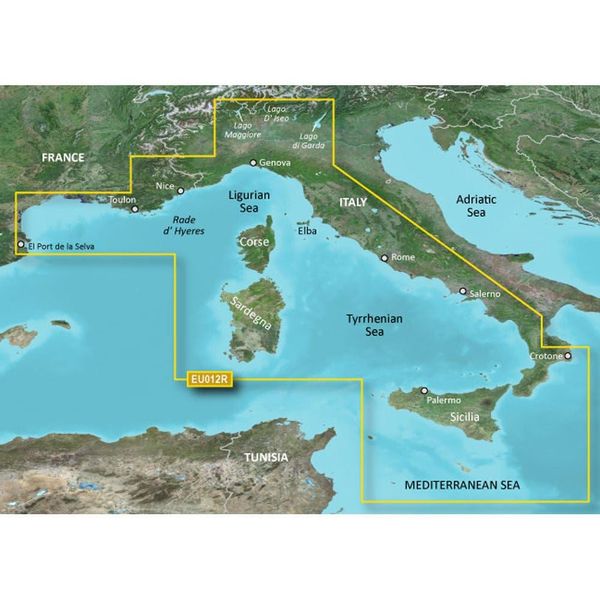 Garmin MicroSD/SD Card: HXEU012R - Mediterranean Sea, Central-West