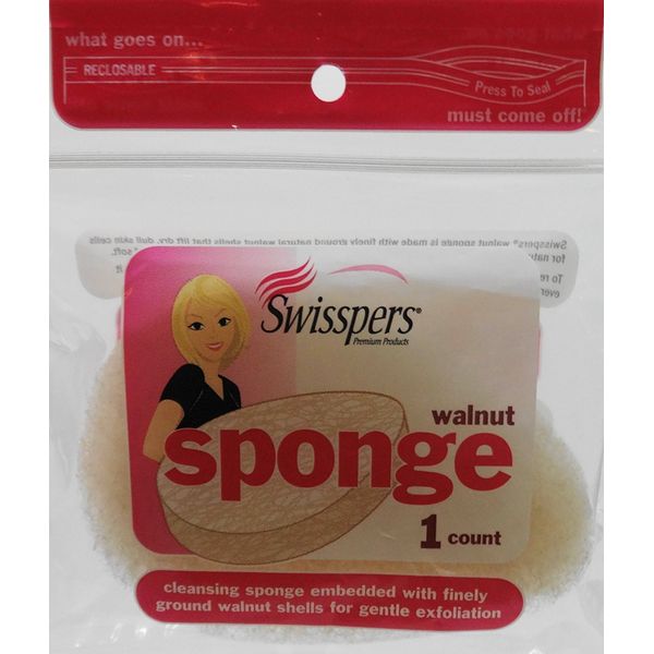 Swisspers 2 Piece Walnut Exfoliating Sponge, 0.64 Ounce