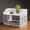 White Cutout Scrollwork Design Desktop Bookshelf, Stationery Organizer Shelf