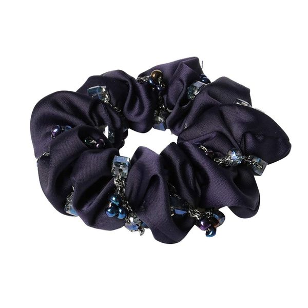 OTYOU Elegant Crystal Beads Hair Scrunchies Silk Satin Scrunchy Bobbles Elastic Hair Bands Ties Hair Accessories Fashion Wrist Band for Women Girls Pony Tails and Buns (Royal Blue)