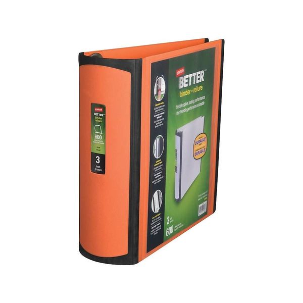 STAPLES 728073 Better View 3-Inch Slant D 3-Ring Binder Orange (16405)