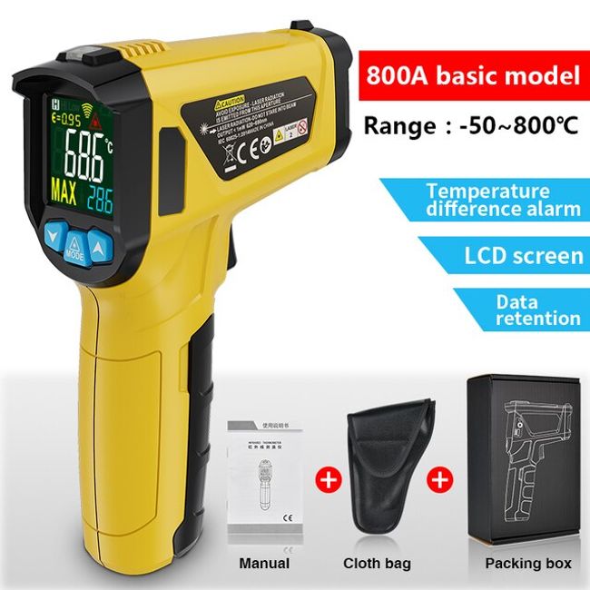 Infrared Handheld Thermometer, Digital, 50/Carton