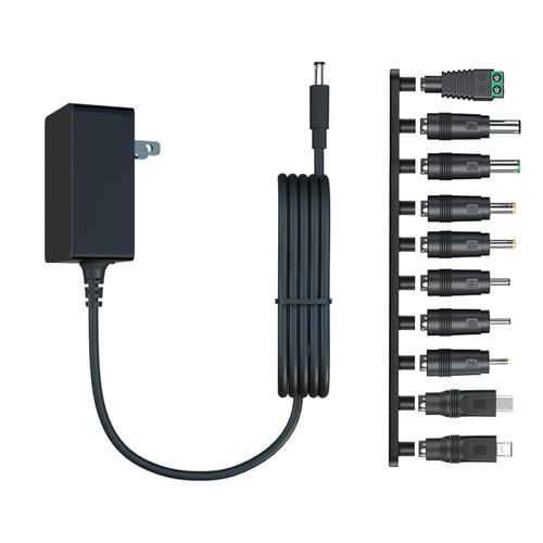 12V 2A Power Supply AC Adapter with 10 Tips, Regulated 12 Volts 2000mA Replacement Charger Cord for LED Strip Light, CCTV Camera, BT Speaker, GPS, Webcam, Router, DC 12V Transformer (6ft)
