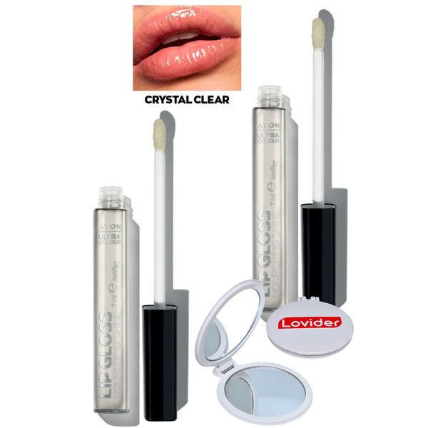 Ultra Color Lip Gloss Besleyici Dudak Parlatıcısı - Crystal Clear 2'li + Lovider Cep Aynası