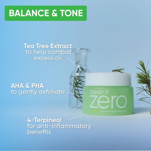 BANILA CO Clean it Zero Pore Clarifying Cleansing Balm - Korean Makeup Remover for Oily/Acne Prone Skin - Vegan & Made with Tea tree oil + 4-Terpineol - 100ml/3.38 fl oz…