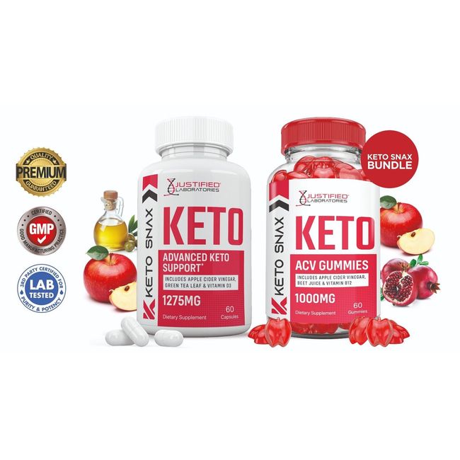 Keto Snax ACV Gummies 1000mg & Keto ACV Pills 1275MG Bundle