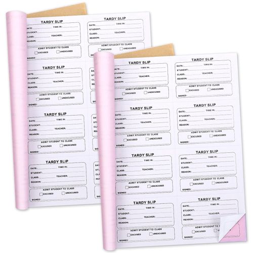 Engrowtic 400 Pcs Tardy Slip Book with Carbonless Duplicates Tardy Slips Per Book Easy Removal Tear Carbonless Form Register Copy Notebook for School Recording Student Late Arrivals