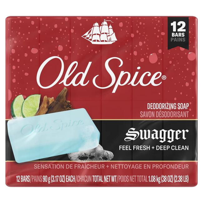 Old Spice Men's Bar Soap Swagger, 3.17oz (12 Bars Total)