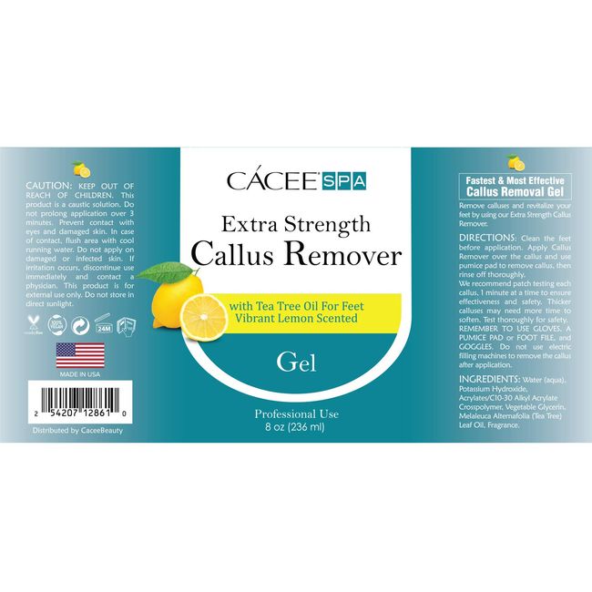  Cacee Foot Callus Remover 8oz, Gel Formula with Tea