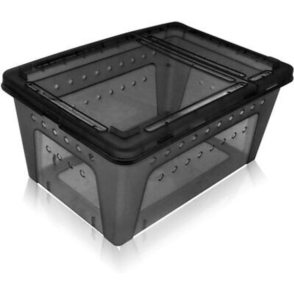 OMEM Portable Reptile Terrarium Habitat for Mini Pet Black-L, transparently