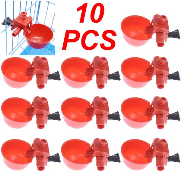 10* Poultry/Quail Water Drinking Cups Chicken Hen Plastic Automatic Drinker AH9