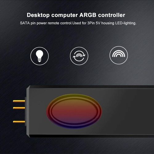Yoidesu RF Remote Control, SATA Pin Power Remote Control for 3Pin 5V Housing LED Lighting Desktop Computer ARGB Controller for 5V ARGB Equipment(Black)