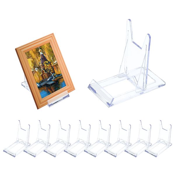 MABAHON 8Pcs Acrylic Plate Stands,Clear Display Stand Adjustable Clear Acrylic Plastic Display Stands Easel Multifunctional Display Holder for Photos, Place Cards, Phones, Books (6 x 11.2 x 10.5 cm)