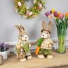 Northlight Rustic Boy Rabbit with Carrot Standing Easter Figure - 13.75" - Brown and Yellow