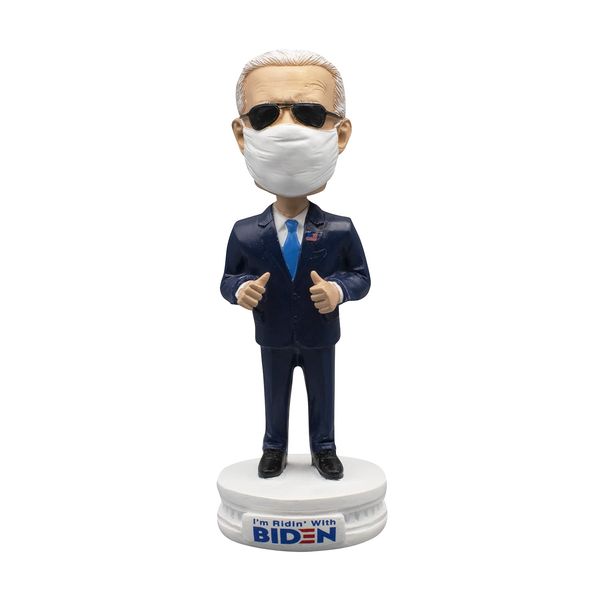 Political Satire Biden Bobblehead - Joe Biden Merchandise 2020 with Face Cover & Aviators - Funny Custom Bobblehead Joe Biden Gifts for Liberals, Democrats - Handmade Biden Decorations - 7.5" Tall