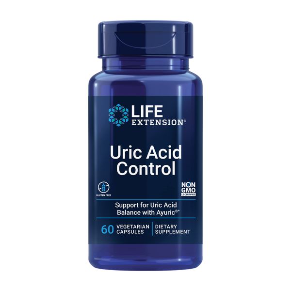 Life Extension Uric Acid Control - Ayuric Terminalia Bellerica Fruit Extract Supplement - Support Healthy Uric Acid Level - Non-GMO, Gluten Free - 60 Vegetarian Capsules