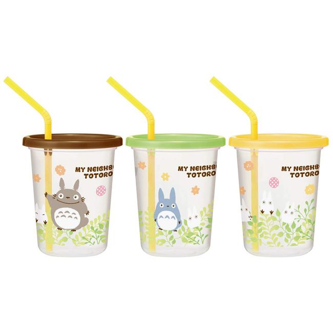 Skater SIH3ST My Neighbor Totoro Plants Ghibli Polypropylene Tumbler with Straw, 3 Pieces, 11.2 fl oz (320 ml), Made in Japan