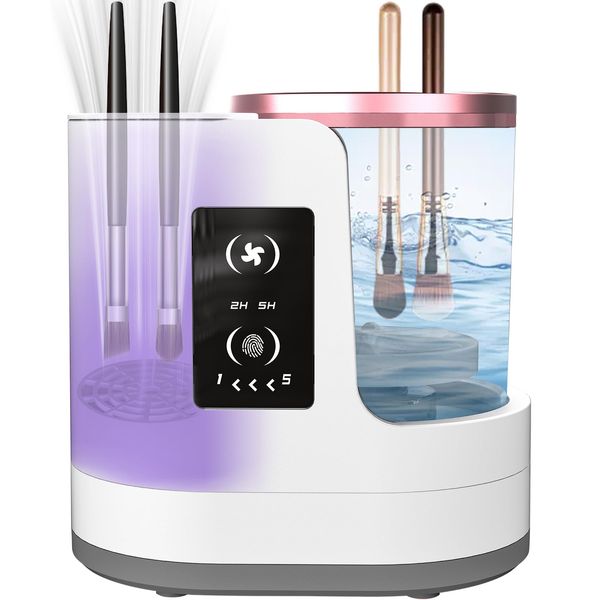 Upgraded Automatic Makeup Brush Cleaner, 3 in 1 Multifunction with Drying and Disinfecting functions, Easy One-Button Operation, Suitable for All Brush Types