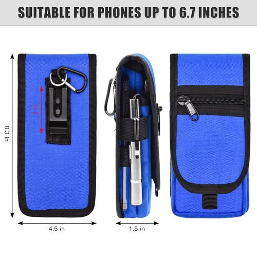 KATOLK Dual Phone Holster,Belt Phone Pouch, Large Smartphone Pouch Cell Phone Holder, Multi-Purpose Tactical Phone Pouch, Cell Phone Holder for Work, Hiking, Camping, Barbecue, Rescue (Blue)