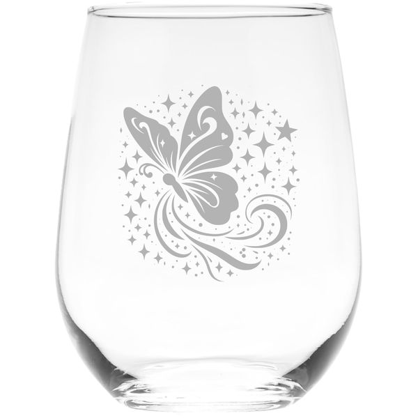Butterfly Star Dance stemless wine glass, 17 oz.