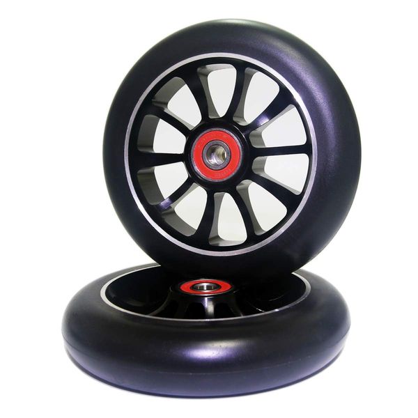 Z-FIRST 2PCS 110mm Pro Scooter Wheels with ABEC 9 Bearings Fit for MGP/Razor/Lucky Pro Scooters (Black)