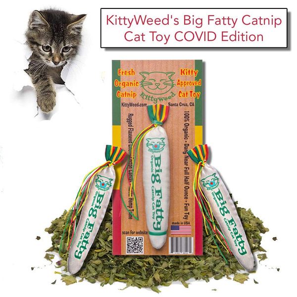 KittyWeed Big Fatty Catnip Toy - Cat & Kitten Handmade Catnip Toys | Organic, Kosher & Super Potent Catnip - COVID Edition