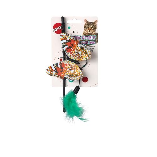 SPOT Ethical Pet Products Fluttering Butterfly Mini Teaser Wand for Cat, 8"