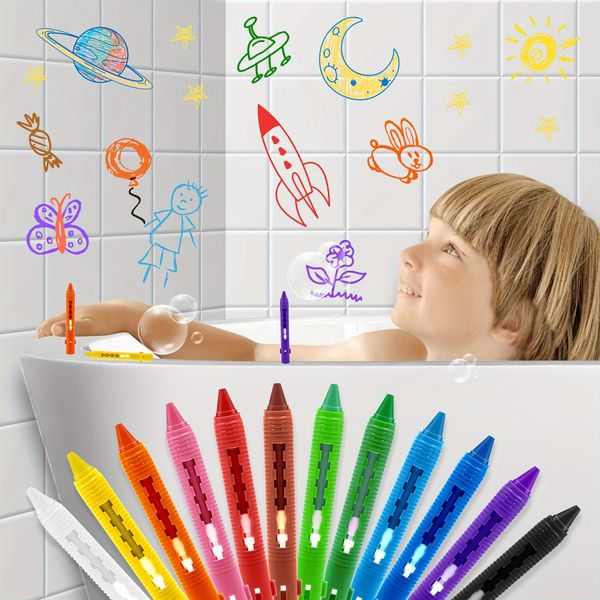 FVANTIME 12pcs NonToxic Bath Crayons for Toddlers & Kids Bath Toy Washable Bathtub Drawing Crayons Activity Toys Enjoy Bathtime, Perfect for Shower Gift