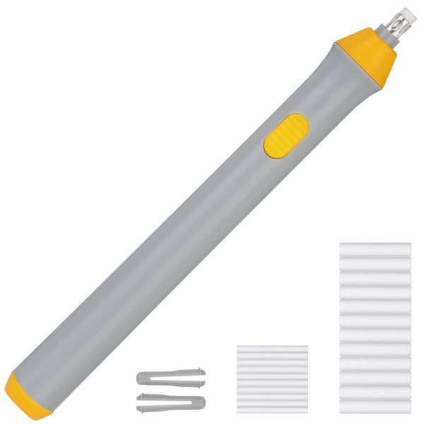 OFFCUP Electric Eraser, Battery Operated Eraser Pen, Electric Eraser Kit, Replacement Eraser Rubbers 10 Pieces 2.5 mm and 12 Pieces 5 mm, Electric Eraser for Pencils Drawing (Grey)