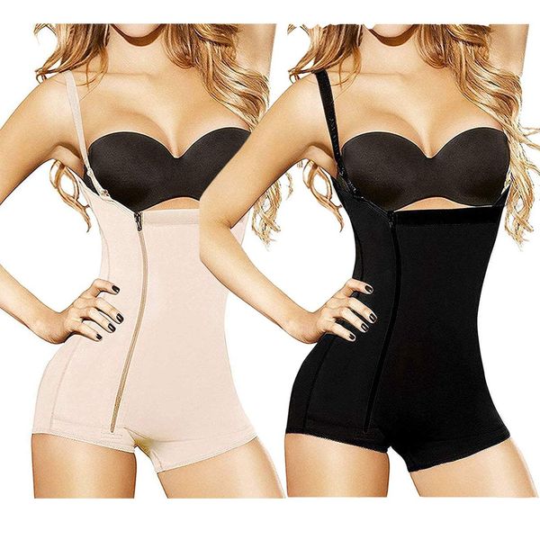 LOVELYBOBO 2 Pack Damen Shapewear figurformend K?rperformer Bauchkontrolle Stark Formend Body Shaping Bodysuits Miederbody Unterhose Bodyformer Bauch Weg Taillenformer (Schwarz+Beige)