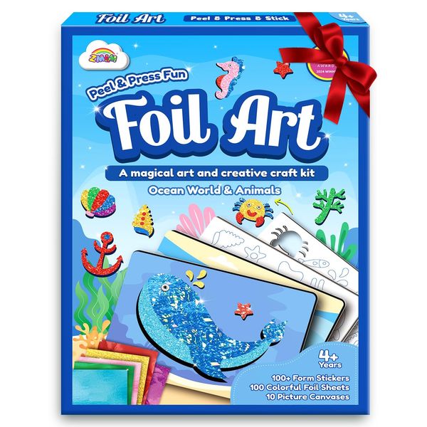 ZMLM Colorful Foil Arts Fun - No Mess Art Christmas Gifts Set - Christmas Crafts Supplies for 4+ Boys - Stocking Stuffers & Christmas Toys for 4 5 6 7 8 9 10 Boys and Girls