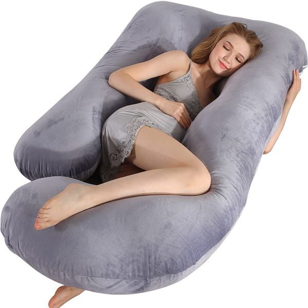 BATTOP Pregnancy Pillow for Sleeping,Full Body Maternity Pillow with Removable Washable Cover,Support for Back,HIPS,Legs,Belly for Pregnant Women