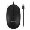 Macally Ucdynamouse-B, USB-C silent-click optical wired mouse with 3 buttons and scroll wheel, black