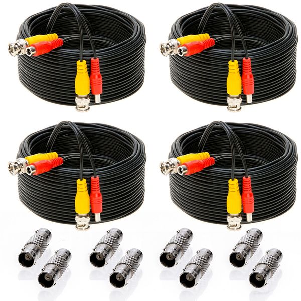 4 x 100FT Video Power Cable BNC DC Security Camera Extension Cord for CCTV