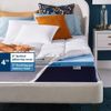 Dual Layer 4 Inch Memory Foam Mattress Topper, Queen Size, Medium Support, 2 Inc