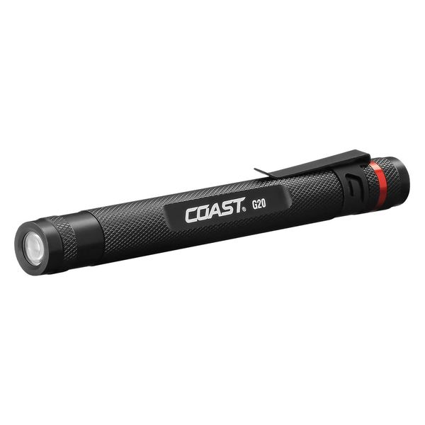 Coast G20 Inspection Beam LED Penlight with Adjustable Pocket Clip and Consistent Edge-To-Edge Brightness, Black, 54 lumens