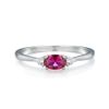 Ladies Sterling 925 Solid Silver Oval Cut Ruby and White Sapphire 3 Stone Ring Sizes K to U (S)