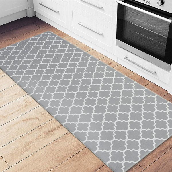 Kitchen Mats Modern Trellis Pattern Anti Fatigue Standing Mats Non-Slip Bath Mat