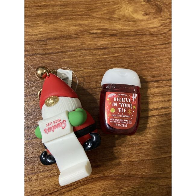 SANTA Nice List  Pocket.. Bac Holder & Hand Sanitizer Bath & Body Works