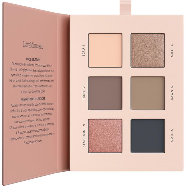 bareMinerals Bare Mineral Mineral Eyeshadow Palette Ultra Natural Inspired by the Expressions of Majestic Mountains, Cool Neutral Tone 6 Colors, 7.8g (6x1.3g)