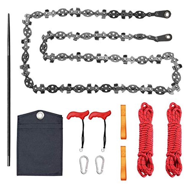 Upgrade 53 Inch High Reach Tree Limb Hand Rope Saw, 68 Sharp Teeth Blades on Both Sides, Folding Rope Chain Saw for Camping