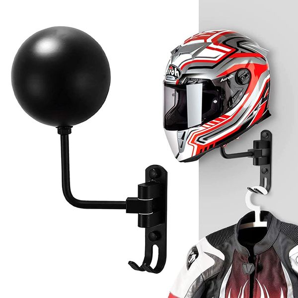 Olymajy Helmet Stand, Motorcycle Helmet Display Stand with Hook, Wall Mounted Rotatable Hat Stand, Hard hat, Handbag Storage Display Stand