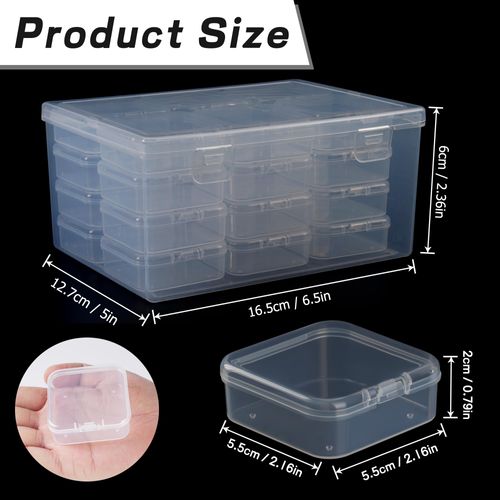 Exptolii 25 Pack Small Plastic Beads Storage Containers Box, Clear Bead Organizer Case with Snap-Tight Closure Hinged Lid for Storage Small Items, Beads, Crafts, Jewelry, Hardware