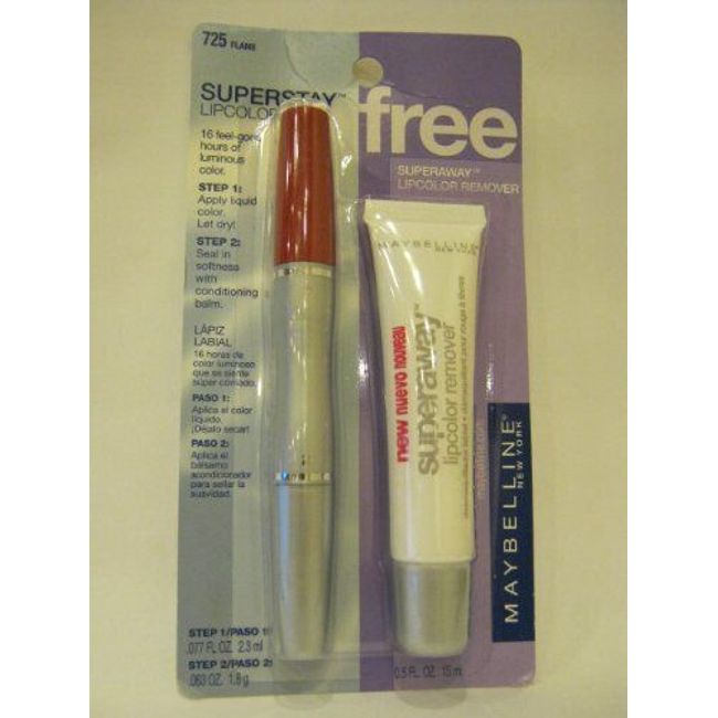 Maybelline Superstay Lipcolor # 725 flame - With FREE superway Lipcolor Remover