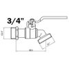 3/4" Garden Patio Bib Ball Valve Lever Type Handle Replacement Brass Tap