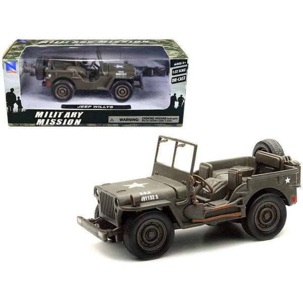 1/32 Diecast Jeep Willys U.S.A. Army Green Model Car by New Ray