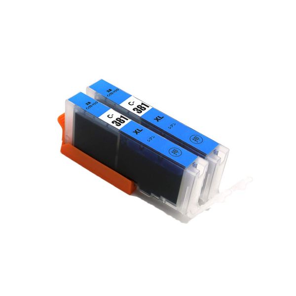 J-ECO BCI-381XLC Cyan Value Set of 2 High Capacity ISO14001, ISO9001, CE, SGS Certified Factory Compatible Ink Cartridges for Canon, Remaining Indicator (BCI-380, BCI-381, BCI-380XL, BCI-381XL,