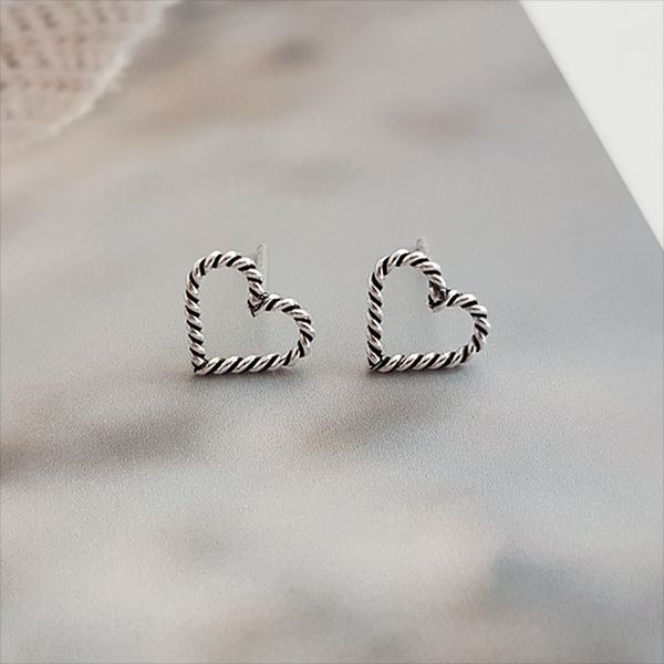 925 Silver Daily Simple Twisted Oil Painting Heart Earrings