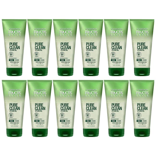 Pack of (12) New Garnier Fructis Style Pure Clean Styling Gel, 6.8 Ounces